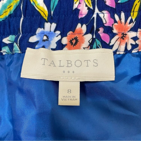 Talbots summer navy blue colorful floral preppy stretchy waist band skirt size 8 - Picture 7 of 8